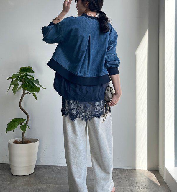  「【WEB限定】異素材切替デニムブルゾン」|ブルゾン・スタジャン|