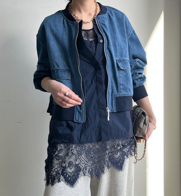  「【WEB限定】異素材切替デニムブルゾン」|ブルゾン・スタジャン|