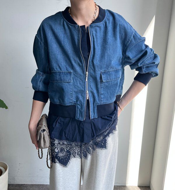  「【WEB限定】異素材切替デニムブルゾン」|ブルゾン・スタジャン|