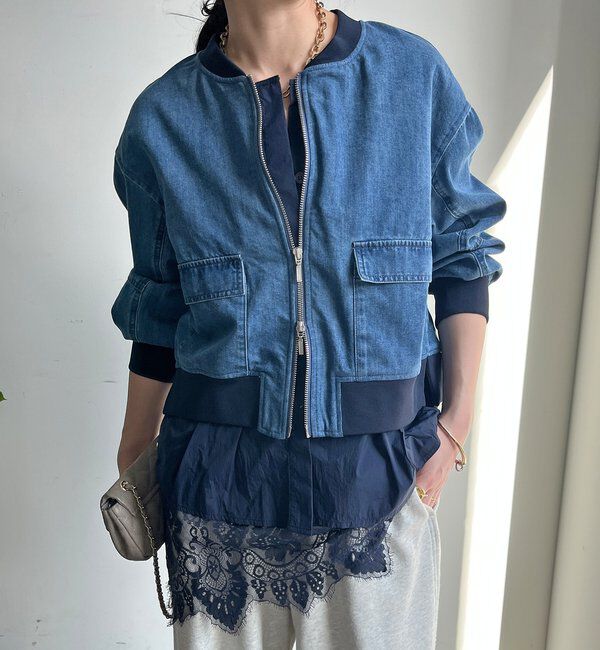  「【WEB限定】異素材切替デニムブルゾン」|ブルゾン・スタジャン|