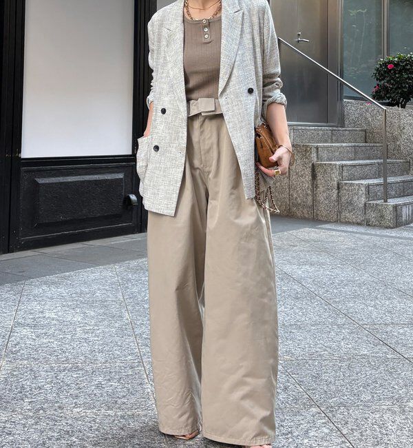  「ウエスト折り返しギャザーパンツ」|チノ|