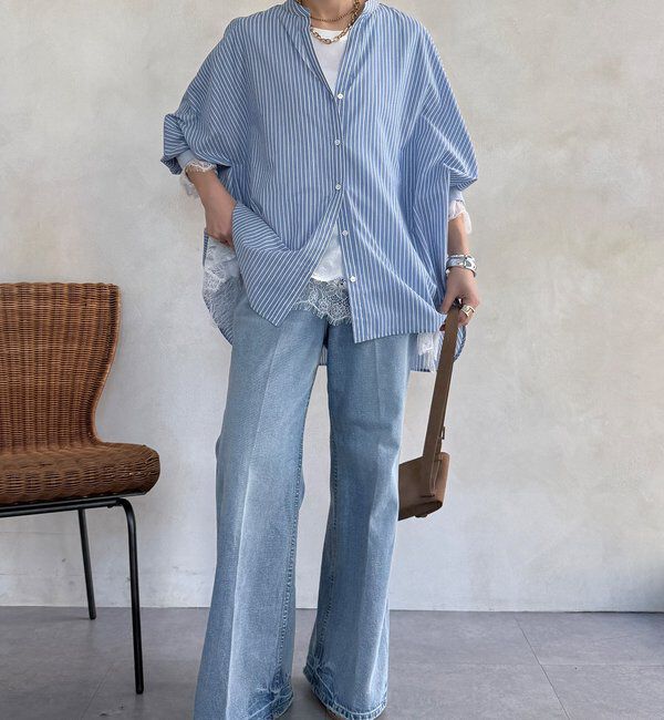  「ストライプドルマンVVシャツ」|シャツ・ブラウス|