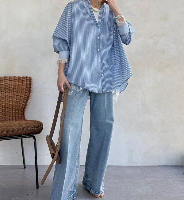  「ストライプドルマンVVシャツ」|シャツ・ブラウス|