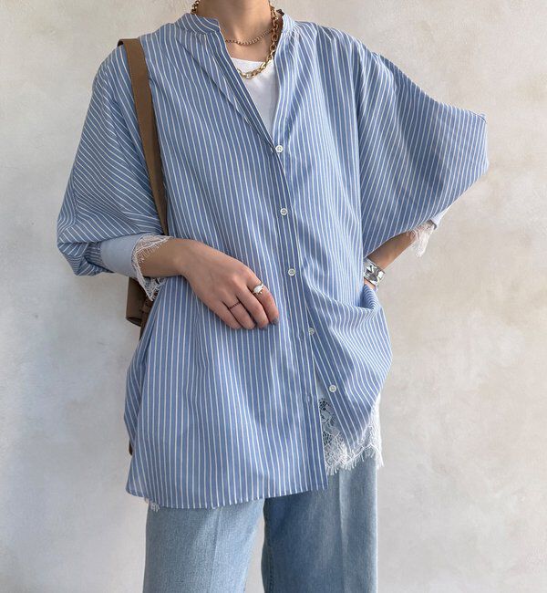 「ストライプドルマンVVシャツ」|シャツ・ブラウス|