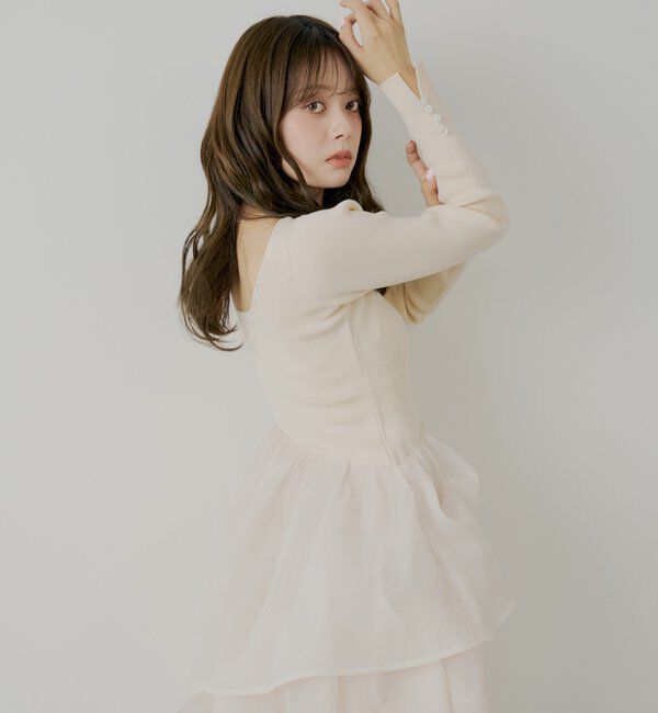  「【SALON by Chico】タックチュールドッキングロングワンピース」|ワンピース|