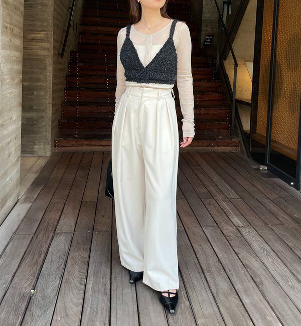  「【WEB限定/セットアイテム】クロスビスチェ&times;シアーカーディガン」|Tシャツ・カットソー|