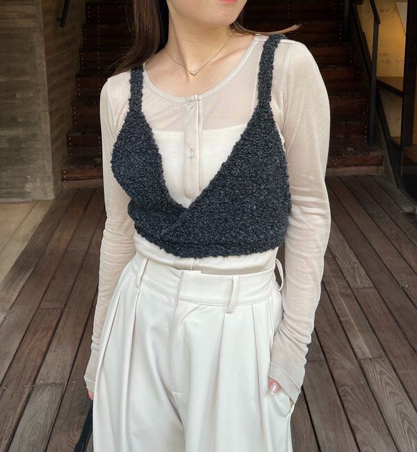  「【WEB限定/セットアイテム】クロスビスチェ&times;シアーカーディガン」|Tシャツ・カットソー|