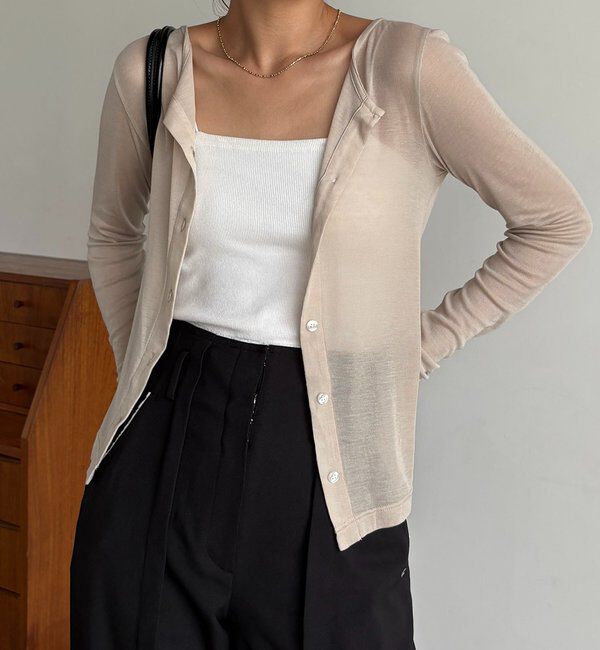  「【WEB限定/セットアイテム】クロスビスチェ&times;シアーカーディガン」|Tシャツ・カットソー|