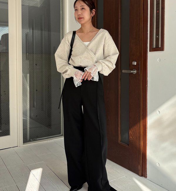  「【前後2WAY】カシュクール袖レーススウェット」|Tシャツ・カットソー|