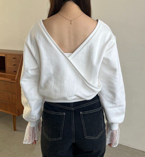  「【前後2WAY】カシュクール袖レーススウェット」|Tシャツ・カットソー|