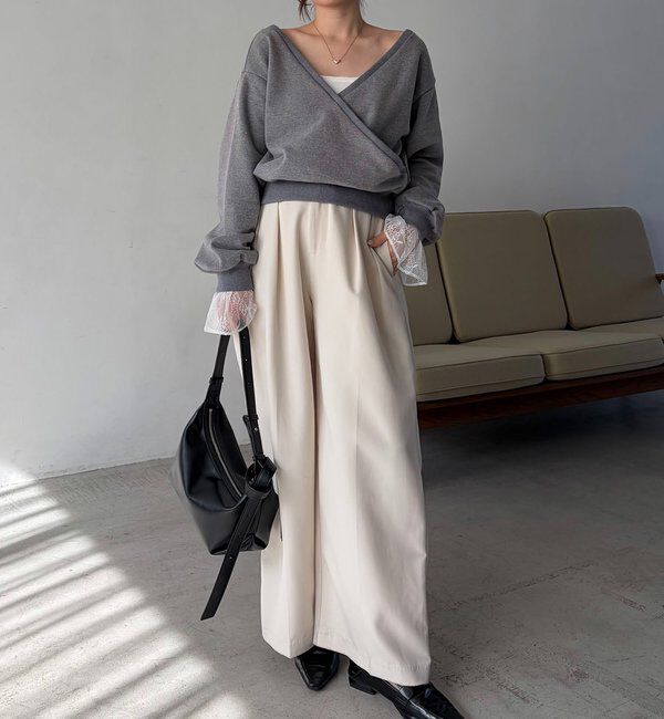  「【前後2WAY】カシュクール袖レーススウェット」|Tシャツ・カットソー|