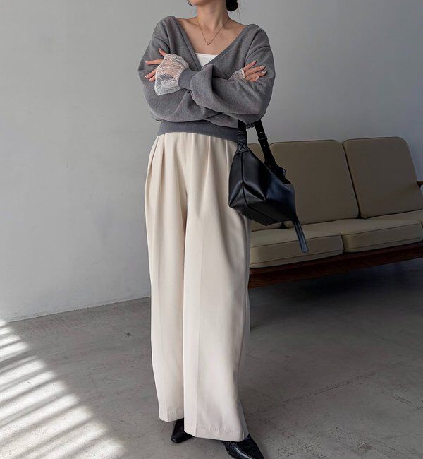  「【前後2WAY】カシュクール袖レーススウェット」|Tシャツ・カットソー|