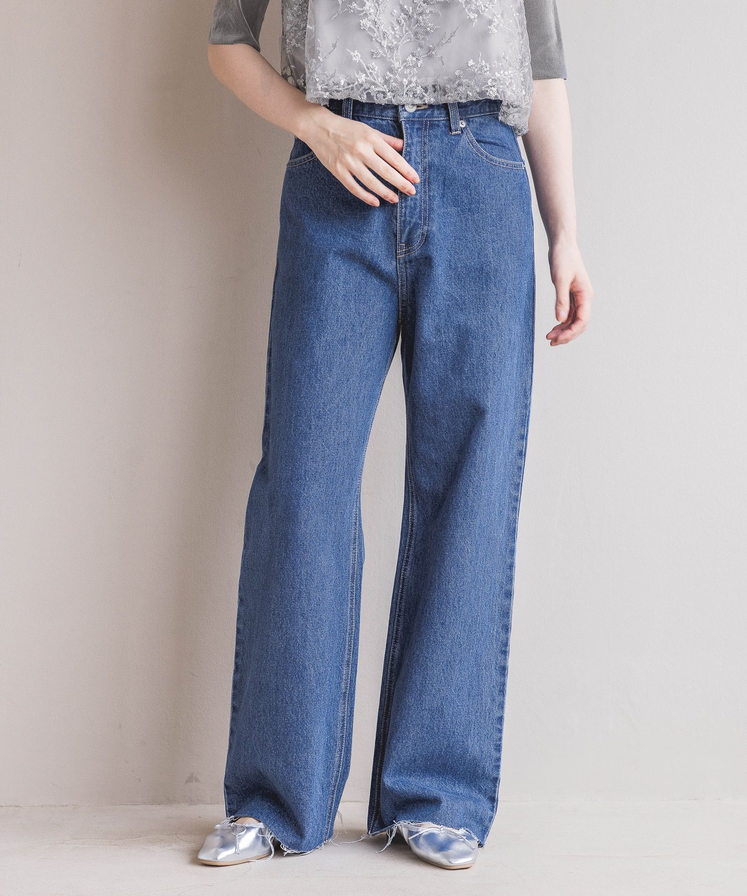  「Apb ストレートデニムパンツ」|デニム|ブルー