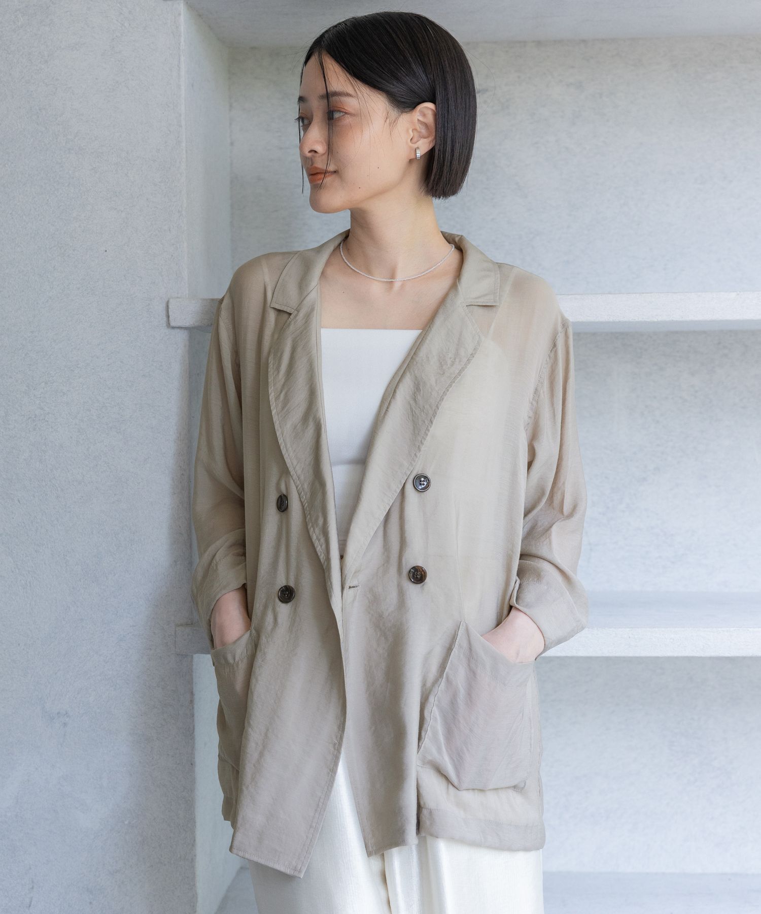A part by 「レーヨンナイロンシアーシャツジャケット」|テーラードジャケット|