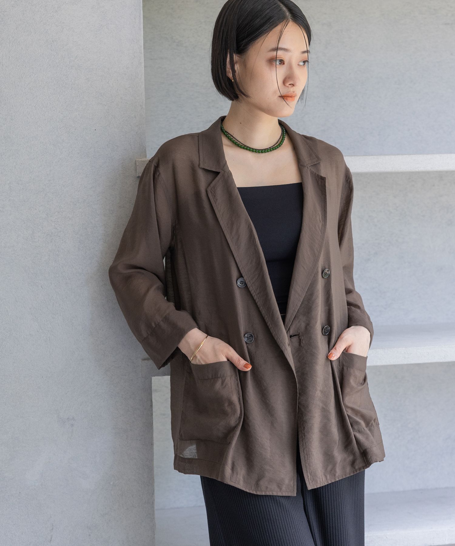 A part by 「レーヨンナイロンシアーシャツジャケット」|テーラードジャケット|