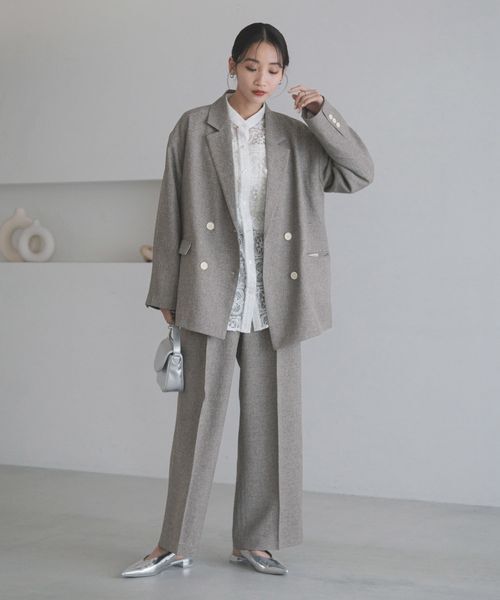 LOWRYS FARM「メランジツイルワイドパンツ」|チノ|