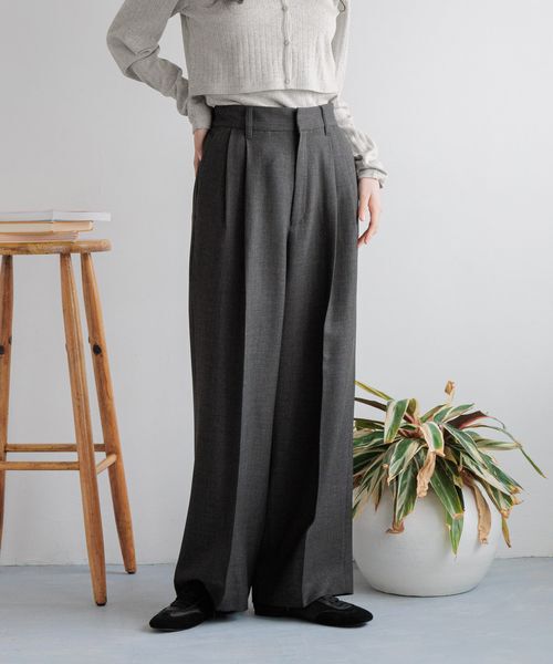 LOWRYS FARM「メランジツイルワイドパンツ」|チノ|GRY8