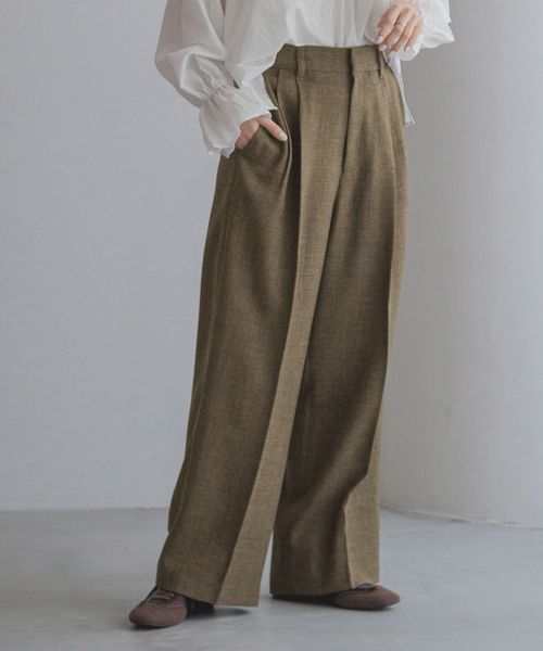 LOWRYS FARM「メランジツイルワイドパンツ」|チノ|BRN5