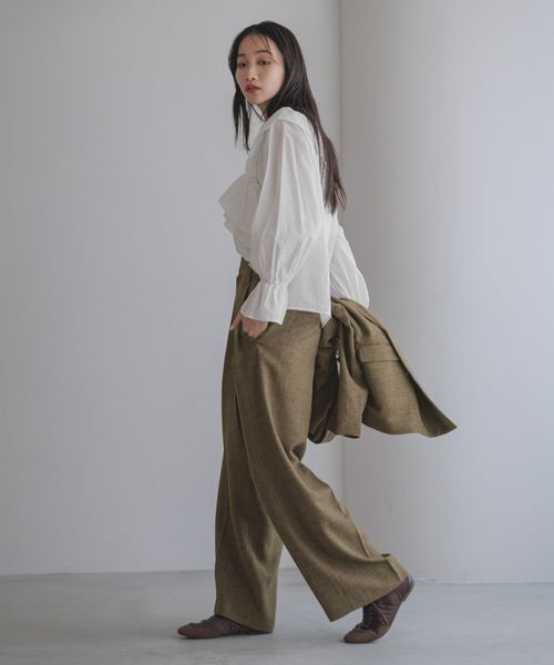 LOWRYS FARM「メランジツイルワイドパンツ」|チノ|