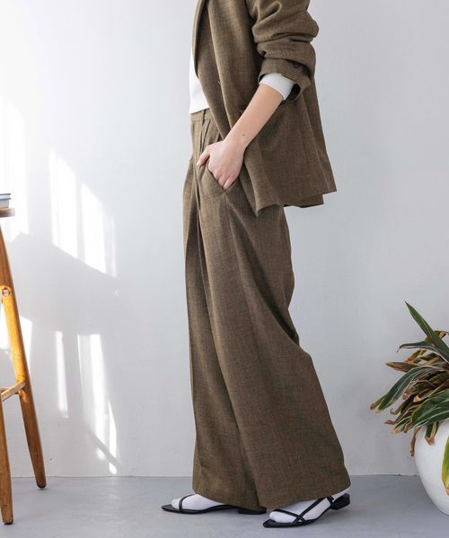 LOWRYS FARM「メランジツイルワイドパンツ」|チノ|