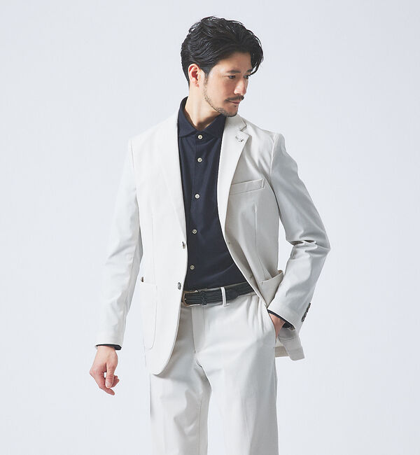 ABAHOUSE「【セットアップ対応/FLEX JACKET】トリコットツイル マルチストレッチ」|テーラードジャケット|ベージュ