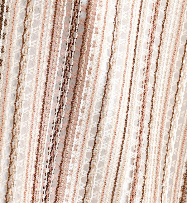 ABAHOUSE「【Revo./レボ】透かし編みニットオープンカラーストライプ半端袖シャツ」|シャツ・ブラウス|