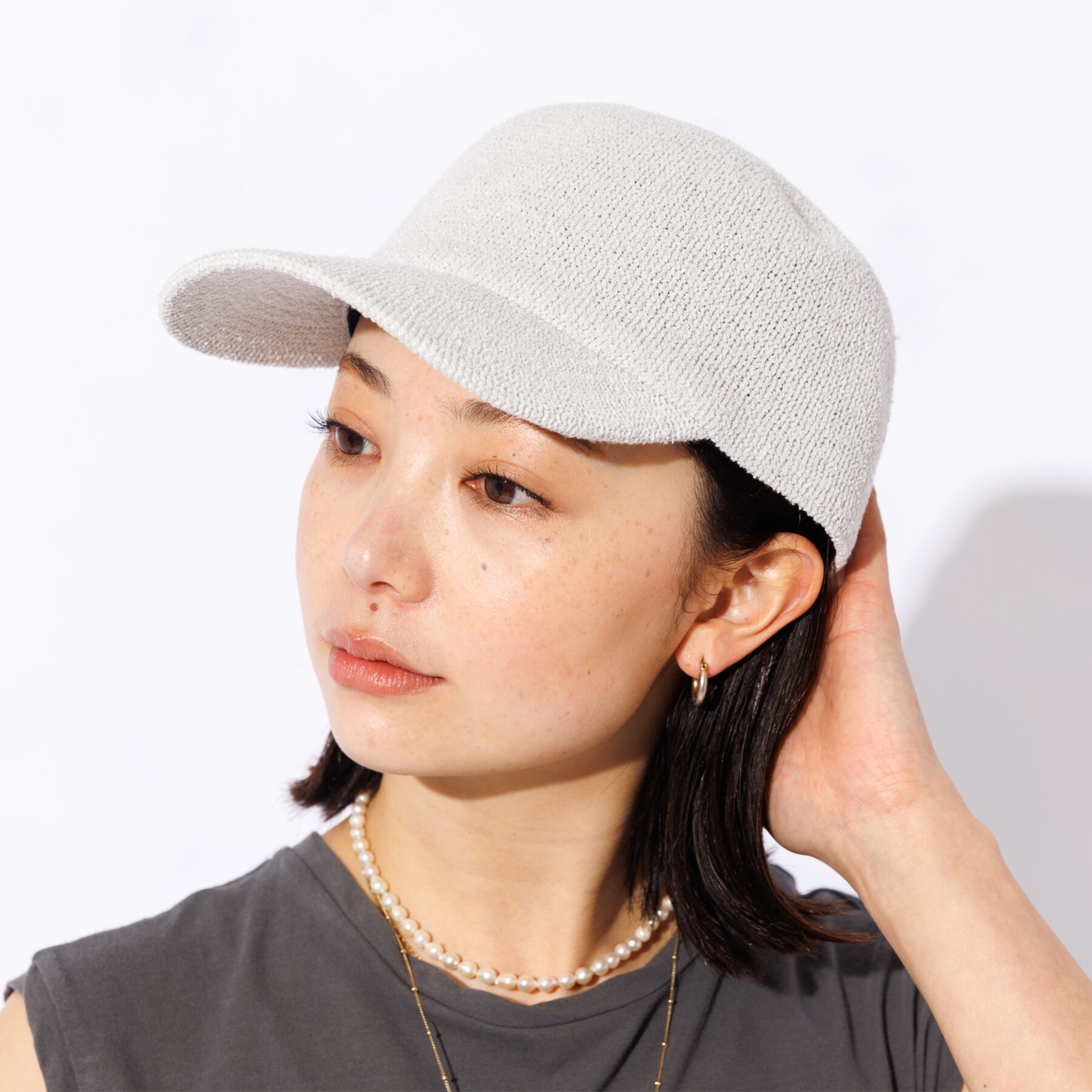 Rouge vif「【RUBEN】ループヤーンサーモキャップ / ストローキャップ / RUS-64」|その他|ライトグレー