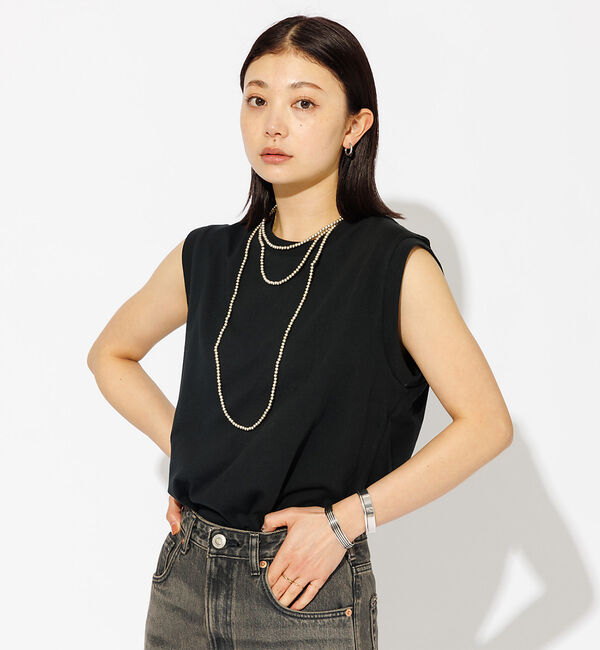 Rouge vif「【JEMORGAN/ジェーイーモーガン】クルーネックノースリーブカットソー/天竺」|Tシャツ・カットソー|