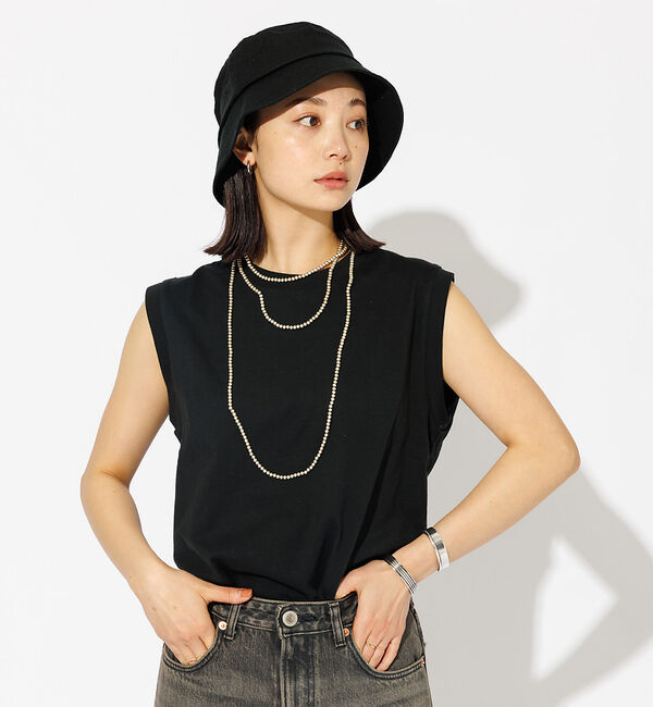 Rouge vif「【JEMORGAN/ジェーイーモーガン】クルーネックノースリーブカットソー/天竺」|Tシャツ・カットソー|