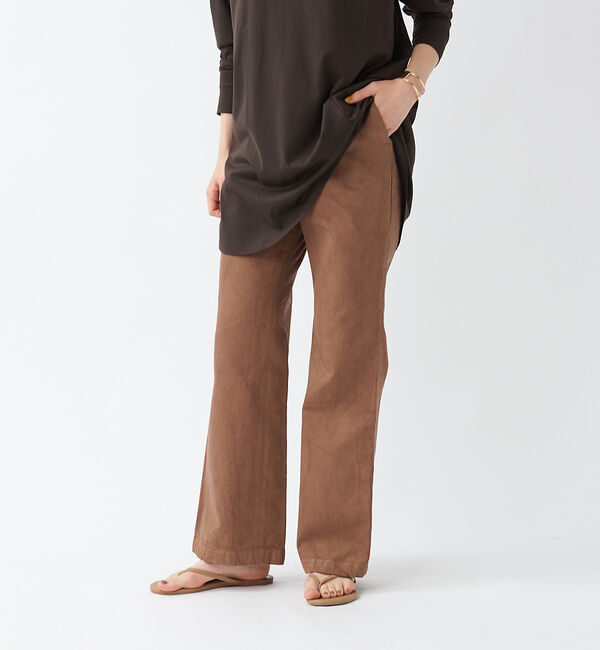 qualite「【e&times;qualite】製品染ストレートパンツ」|デニム|モカ