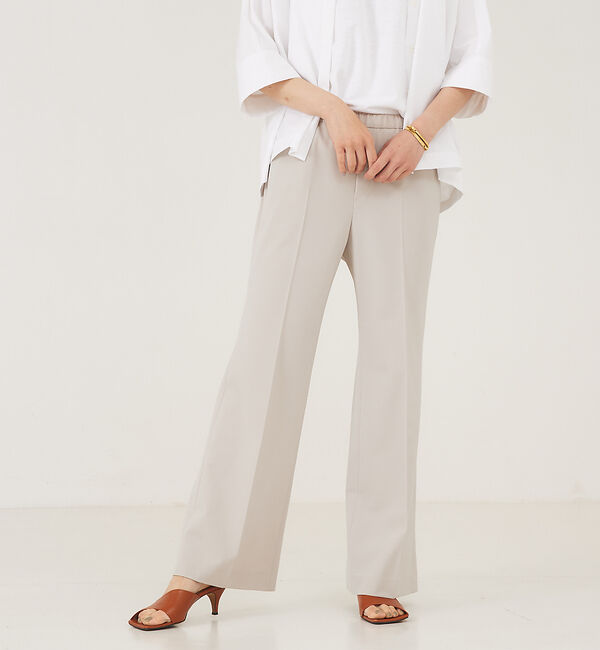 qualite「ストレッチセンタープレスフレアパンツ」|その他|ピンクベージュ