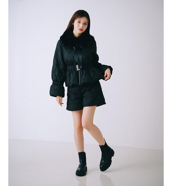 SELFIST「オリジナルロゴフラワー刺繍中綿ジャケット」|ダウン|