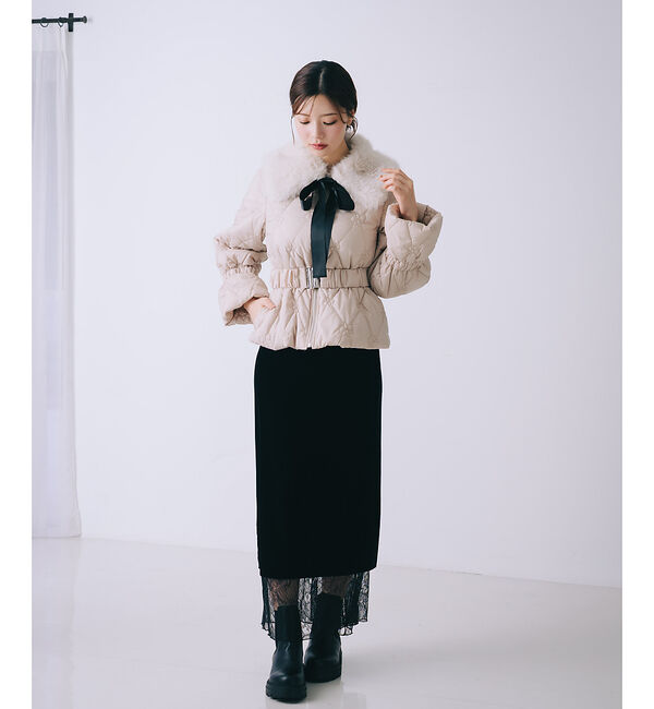 SELFIST「オリジナルロゴフラワー刺繍中綿ジャケット」|ダウン|