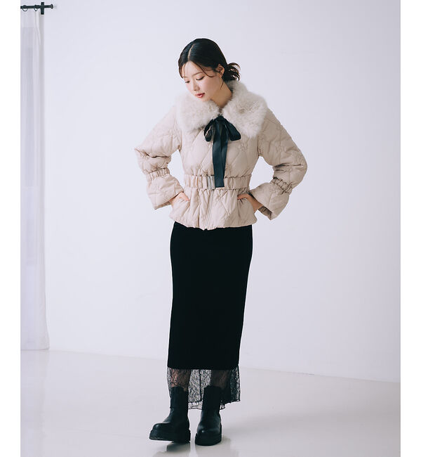 SELFIST「オリジナルロゴフラワー刺繍中綿ジャケット」|ダウン|