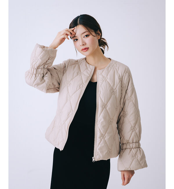 SELFIST「オリジナルロゴフラワー刺繍中綿ジャケット」|ダウン|