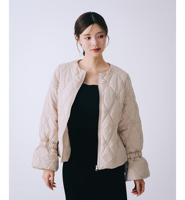 SELFIST「オリジナルロゴフラワー刺繍中綿ジャケット」|ダウン|