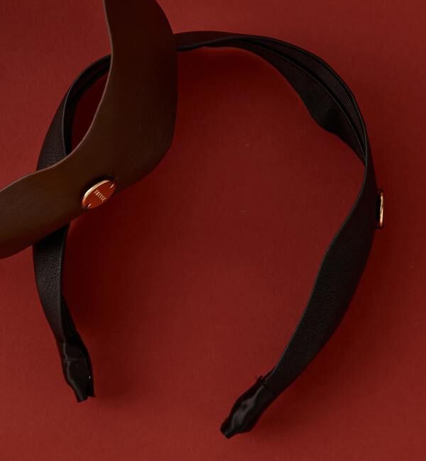 TIARA「【TRESSE/トレス】wide lether serre-tete」|カチューシャ|ブラック