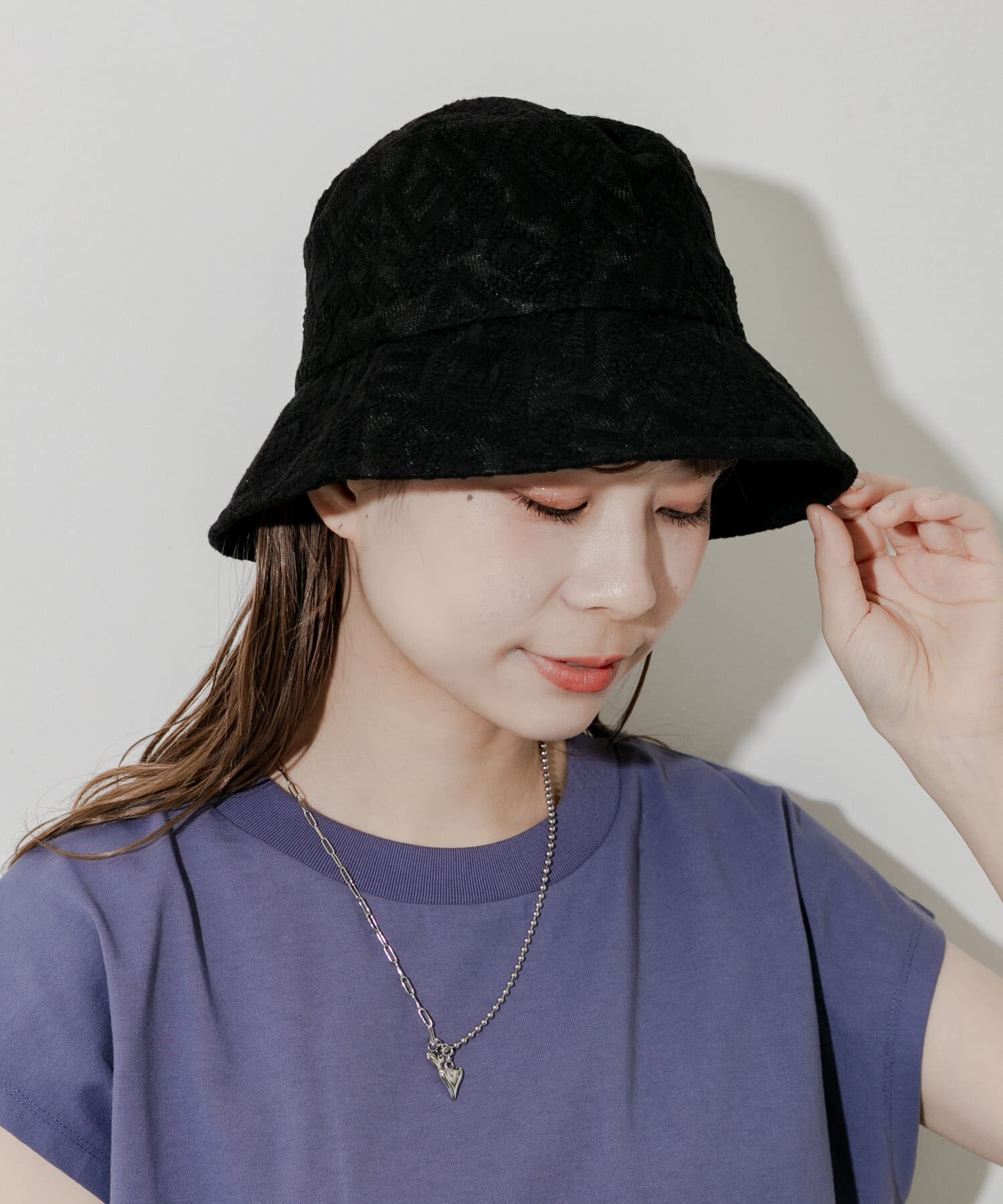 SMELLY「レースバケットハット」|ハット|ブラック