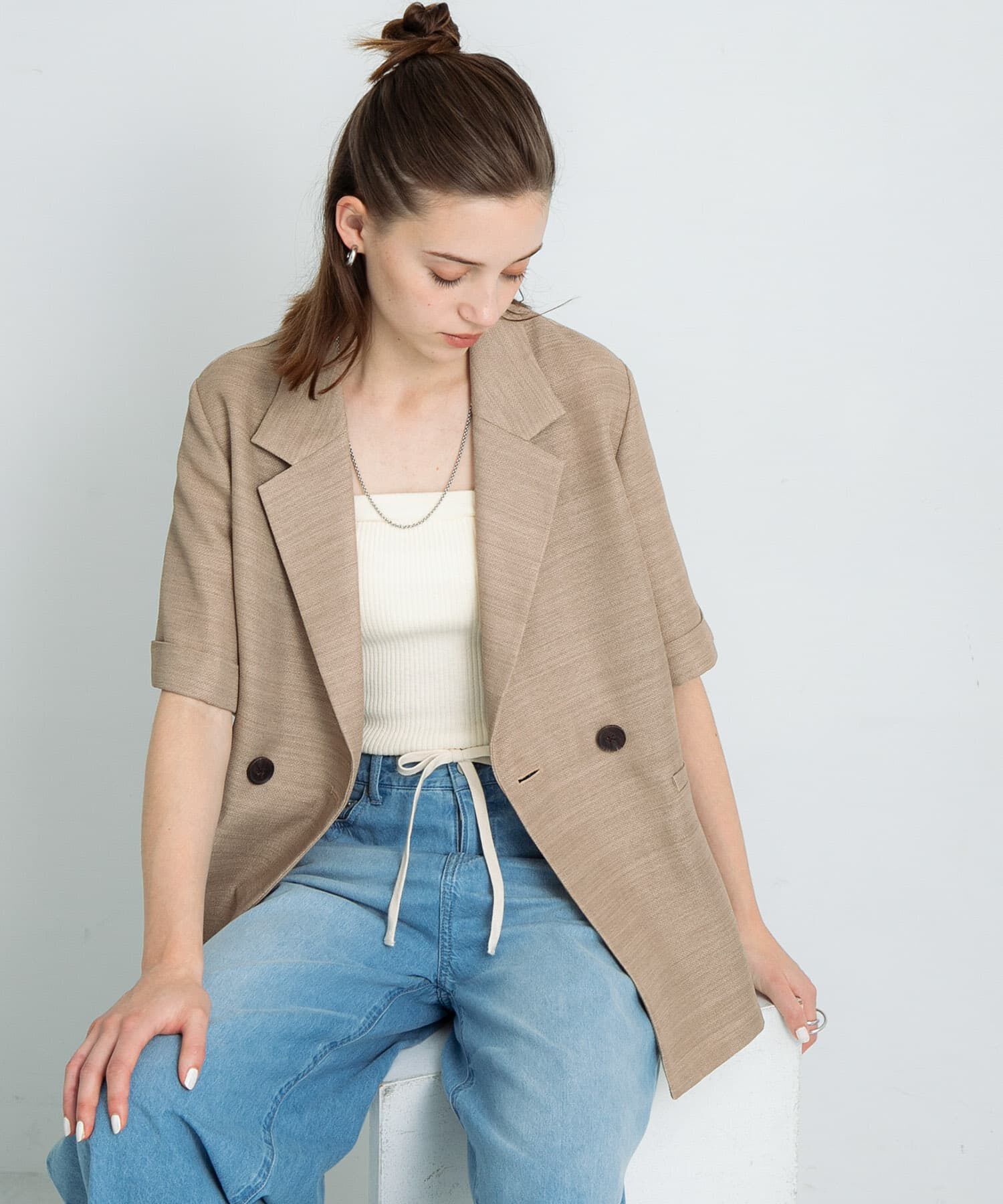 Sonny Label 「メッシュハーフスリーブジャケット」|その他|ベージュ