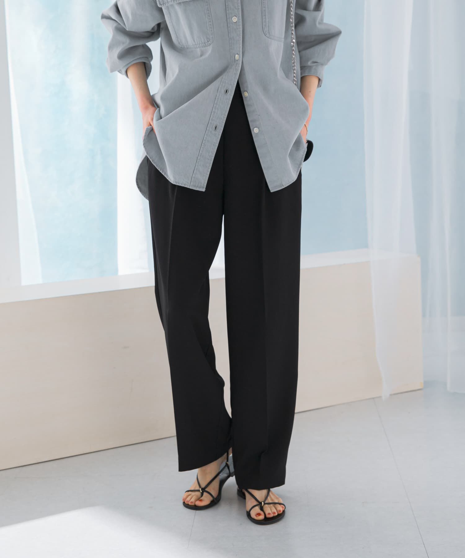 URBAN RESEARCH ROSSO「『WEB/一部店舗限定』『撥水』センタープレスイージーパンツ」|その他|ブラック