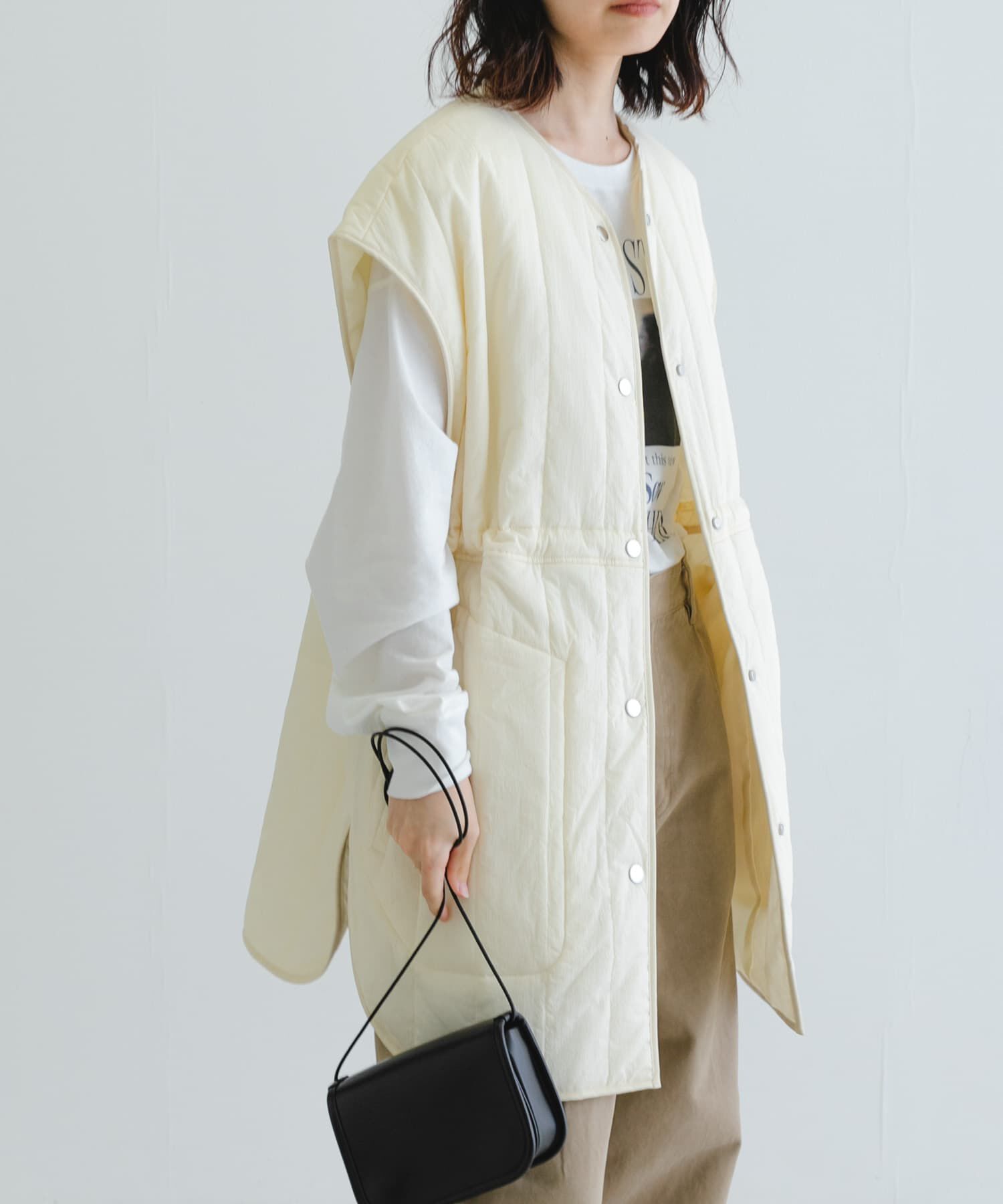 URBAN RESEARCH「キルティングジレ」|ダウンベスト・ベスト|アイボリー