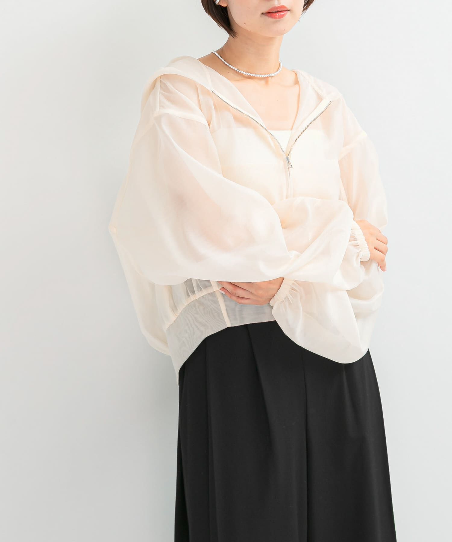 URBAN RESEARCH ROSSO「ELENDEEK　HOODIE SHEER BLOUSON」|ブルゾン・スタジャン|