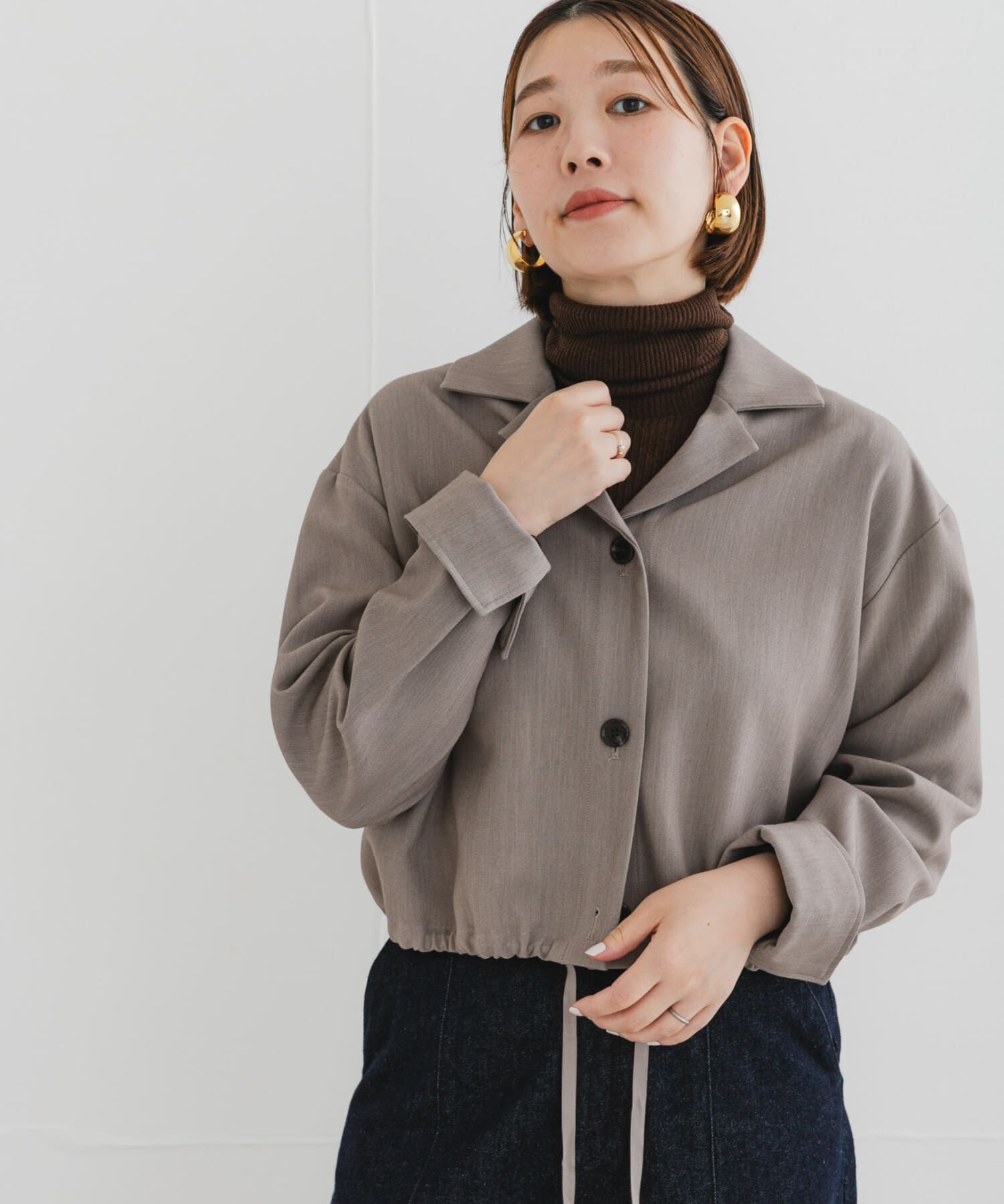 URBAN RESEARCH ROSSO「F by ROSSO　オープンカラーシャツジャケット」|ノーカラーコート|モカ