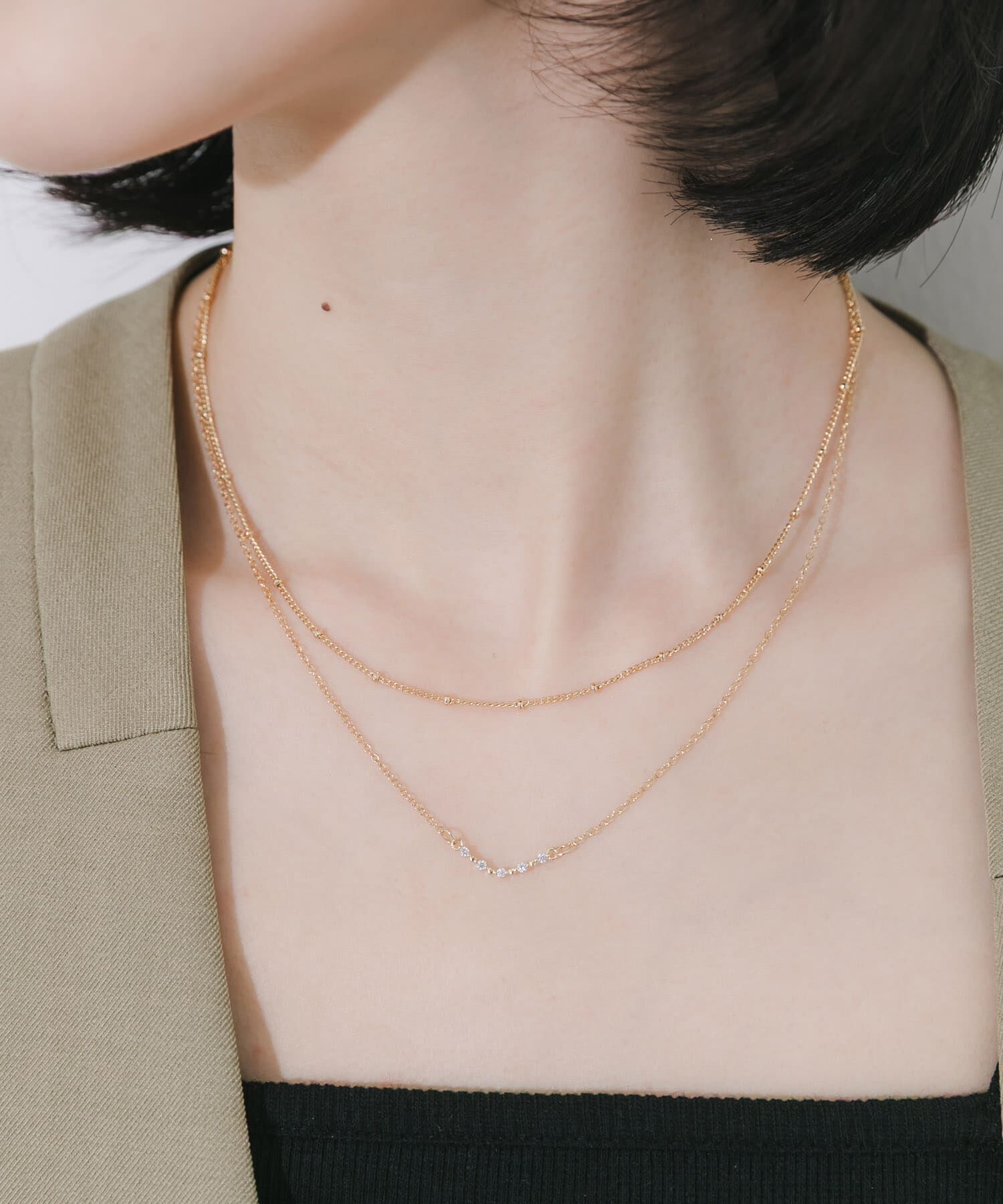 SMELLY「ビジュートップ2セットネックレス」|ネックレス|