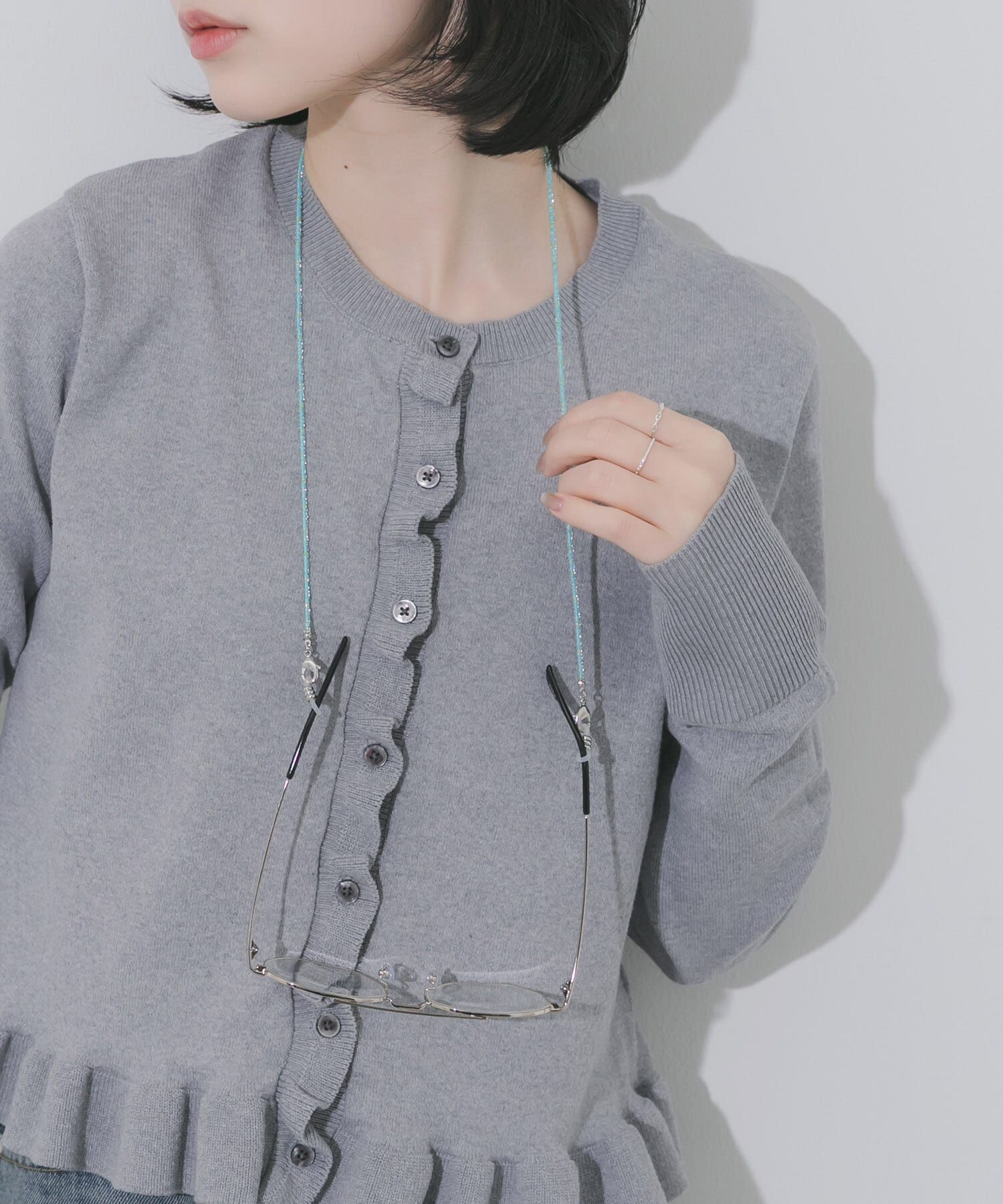 SMELLY「クリアビーズメガネチェーン」|メガネ|