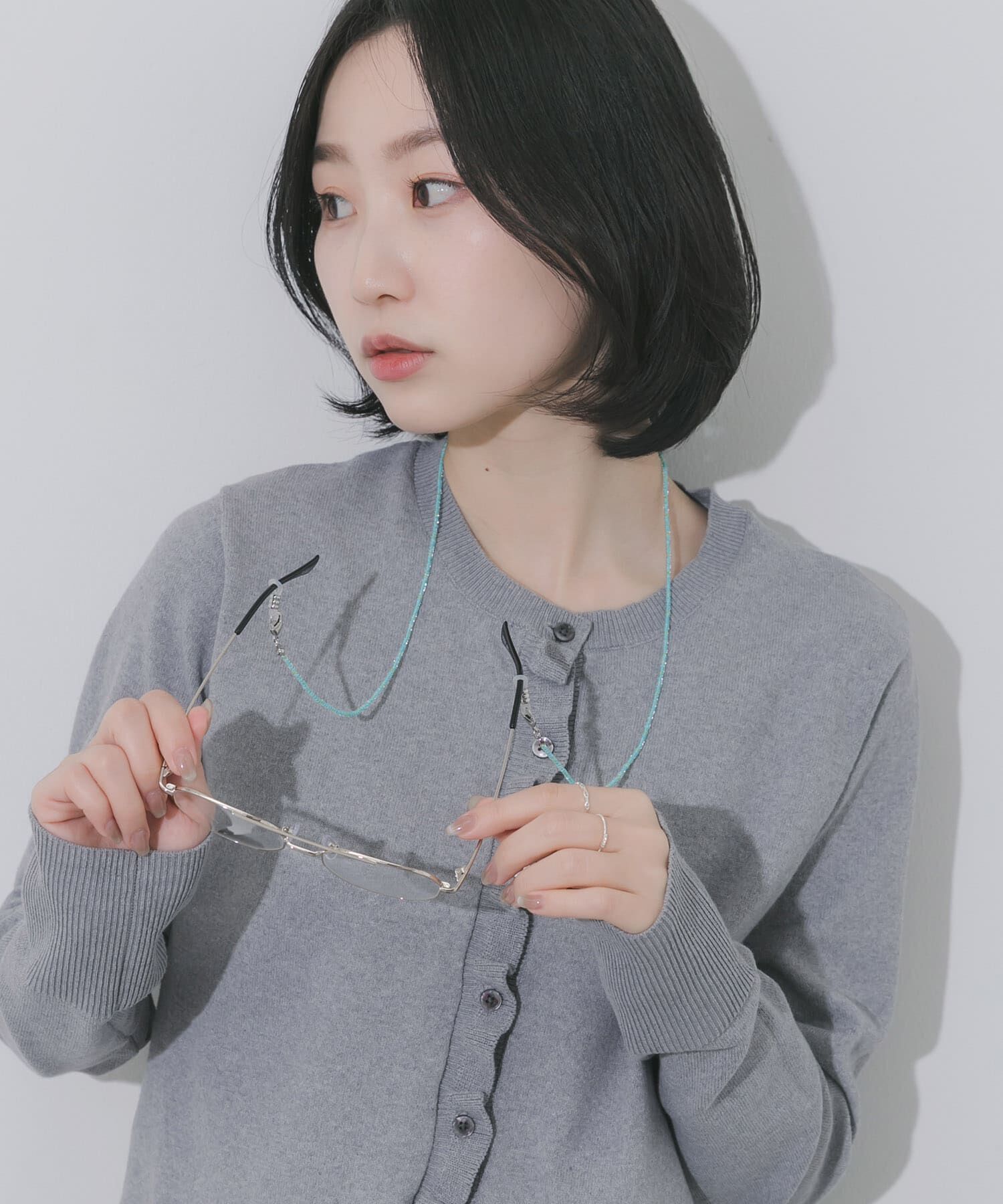 SMELLY「クリアビーズメガネチェーン」|メガネ|