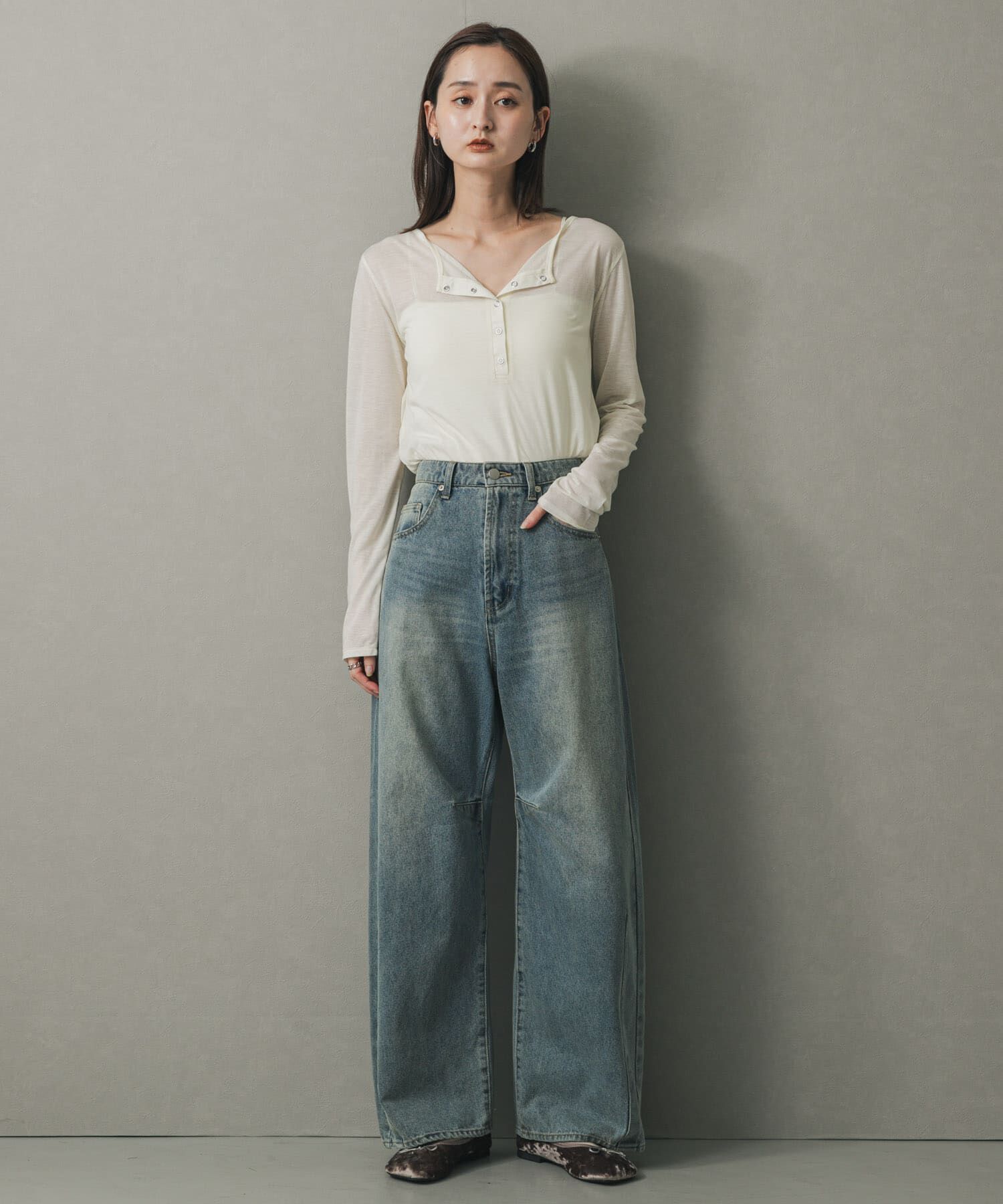 SENSE OF PLACE by URBAN RESEARCH「ベロアスクエアフラットシューズ」|バレエシューズ|