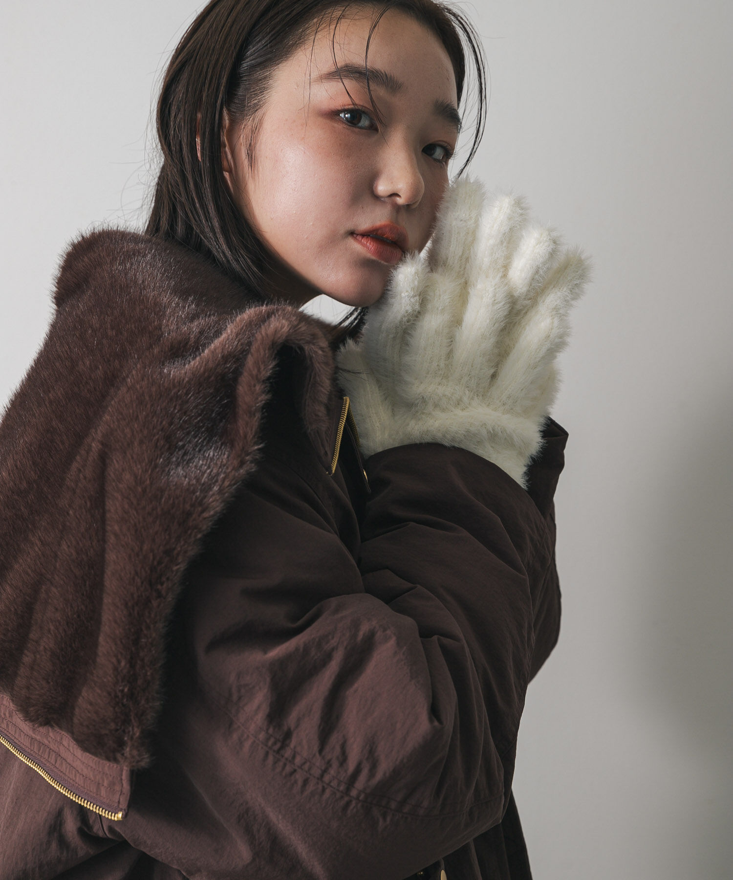 SENSE OF PLACE by URBAN RESEARCH「シャギーニットグローブ」|手袋|オフホワイト