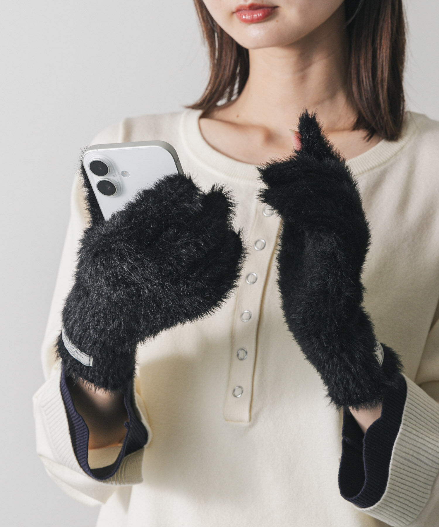 SENSE OF PLACE by URBAN RESEARCH「シャギーニットグローブ」|手袋|ブラック