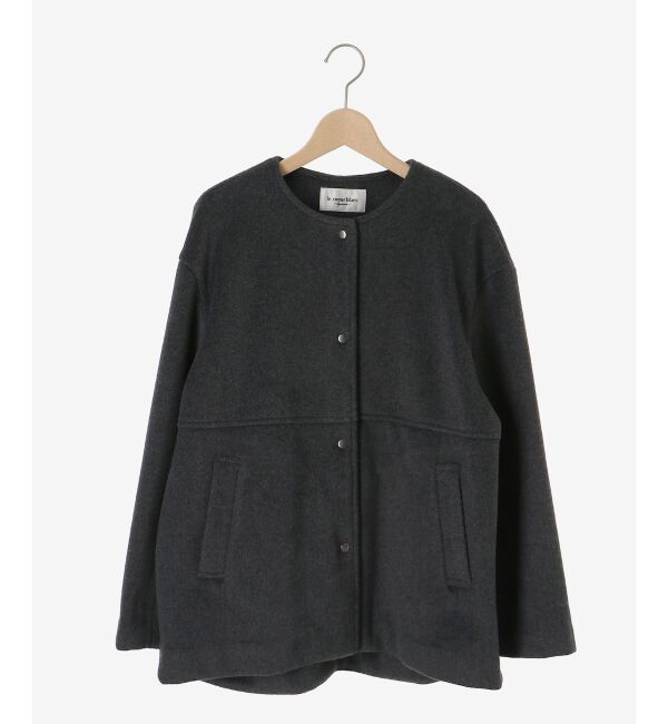  「ニットビーバーノーカラーミドルコート」|ノーカラーコート|